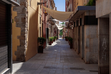 street of the old mediterranean town of begur on the costa brava with old historical buildings