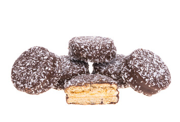 Chocolate cookies with coconut flakes
