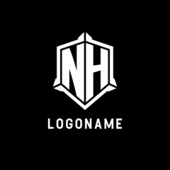 Fototapeta na wymiar NH logo initial with shield shape design style