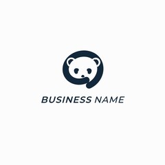 deisgn logo combination panda and chatting