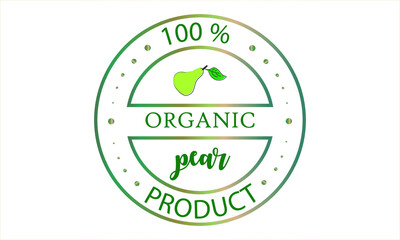 The emblem of an environmentally friendly product is a pear. Vegetarian food, fresh product logo.