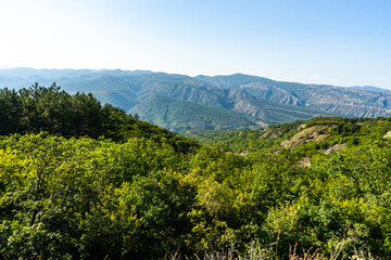 Fototapeta na wymiar Slope of Caucasus mountain in Georgia