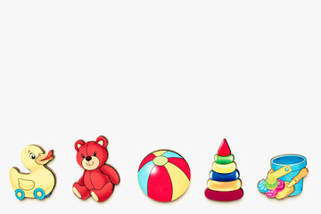 Children's puzzles made of wood. Childrens toys made of wood on a white background. Children's pictures. Educational toys.