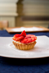 desert with strawberry macro shot