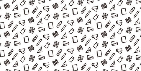 Fototapeta na wymiar Stationery icon pattern background for website or wrapping paper (Monotone version)
