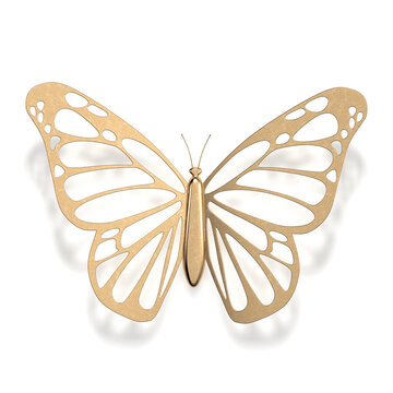 Metal butterfly 3d rendering