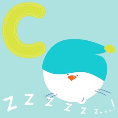 Cute friend with colors and Letter C sky background