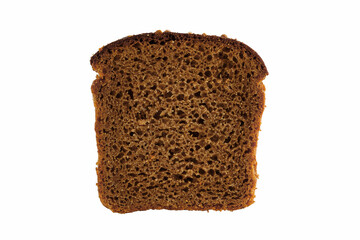 Slice of rye brown bread isolated on white