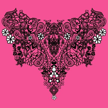 Linear vector lase border design with flowers