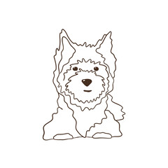 Dog vector line illustration. Cartoon dog illustration		
