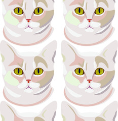 Vector pattern beautiful cat. Domestic cat. For printing on fabric.