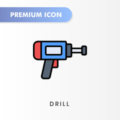 drill icon for your website design, logo, app, UI. Vector graphics illustration and editable stroke. drill icon lineal color design.