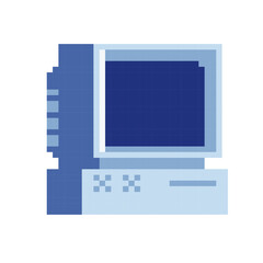 Old school computer icon. Pixel art style. Web site design. 8-bit. Retro video game sprite. Isolated abstract vector illustration.