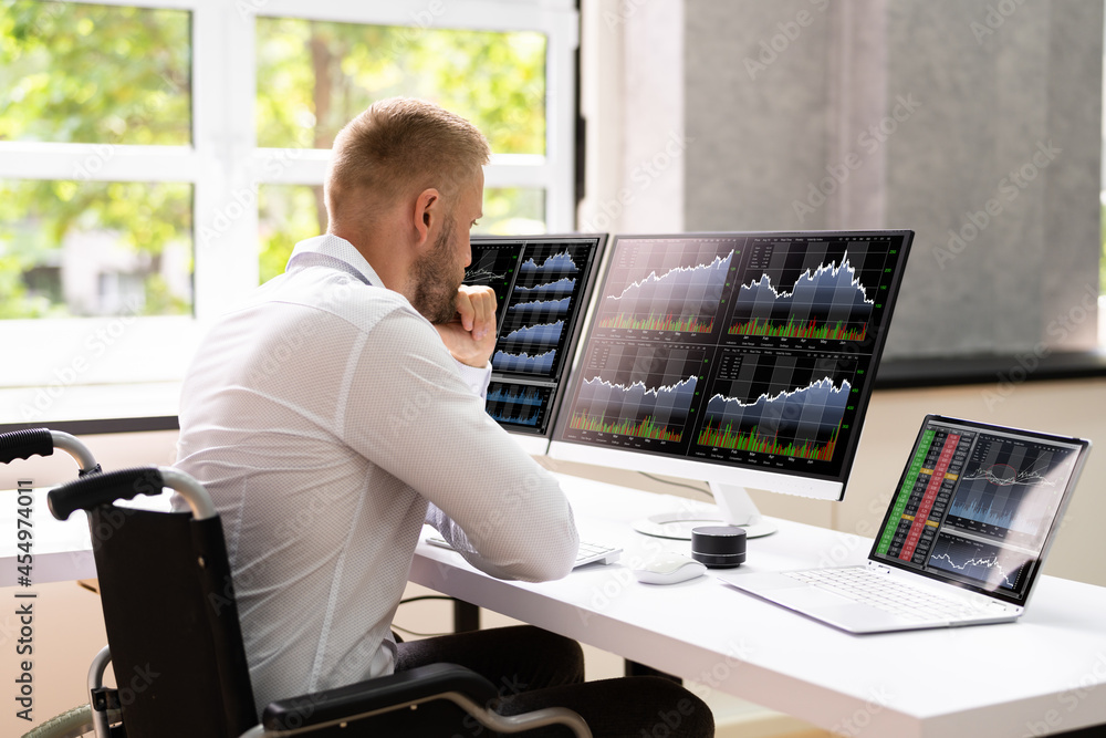 Poster stock broker or trader in office