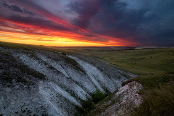 sunset over the field