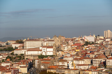 Panoramic view on old part of Porto city in Portugal