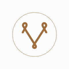 Creative flying shield vector logo symbol. Luxury knitting emblem letter V hand made logotype.