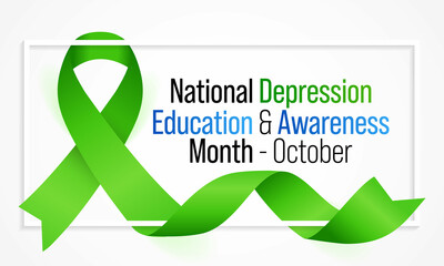 National Depression education and awareness month is observed every year in October, it is a common condition, and recovery is possible with the right treatment. Vector illustration