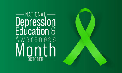 National Depression education and awareness month is observed every year in October, it is a common condition, and recovery is possible with the right treatment. Vector illustration