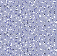 Vector seamless pattern. Pretty pattern in small flowers. Small white flowers. Light lilac background. Ditsy floral background. The elegant the template for fashion prints. Stock vector.