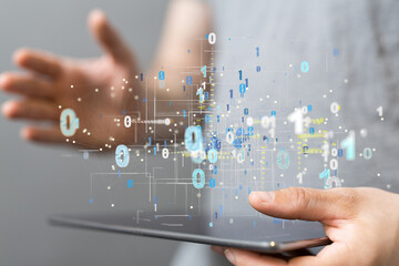 Connecting lines and dots.Big data visualization