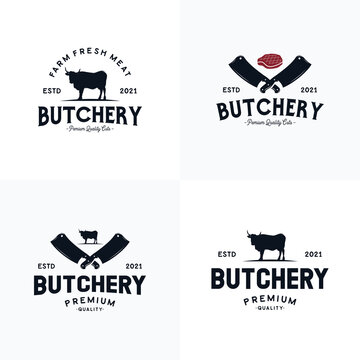 Butcher shop logo vector illustration