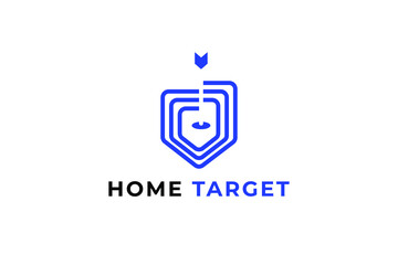 Home Target with arrows logo design template, clean and modern design. Perfect choice for realty or construction company