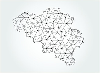 Belgium map Global network mesh Social communications background	