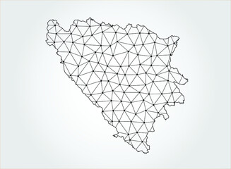 Bosnia map Global network mesh Social communications background	