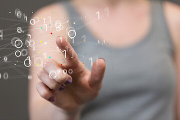 abstract lines with dots over dark background.