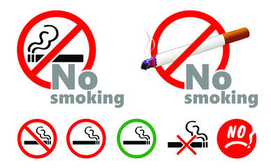 Forbidden no smoking pictogram. Stop, no smoke cigarette tobacco or cigarettes. Smokking signboard. Vector logo. Designated area. No smoking day