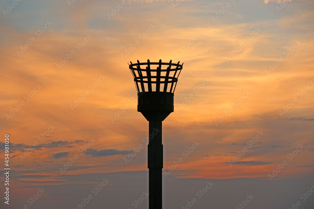 Wall mural Warning beacon at Westbury, Wiltshire at sunset