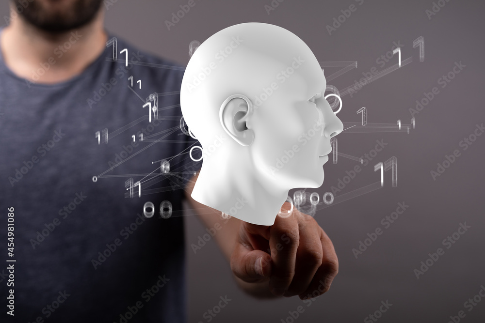 Poster artificial intelligence concept. creative brain concept
