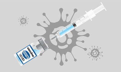 Needle and Syringe Coronavirus COVID-19 vaccine, vaccine dose in vector art.