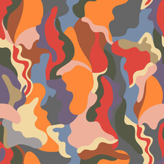 Colorful wavy pattern of bright abstract flowing shapes