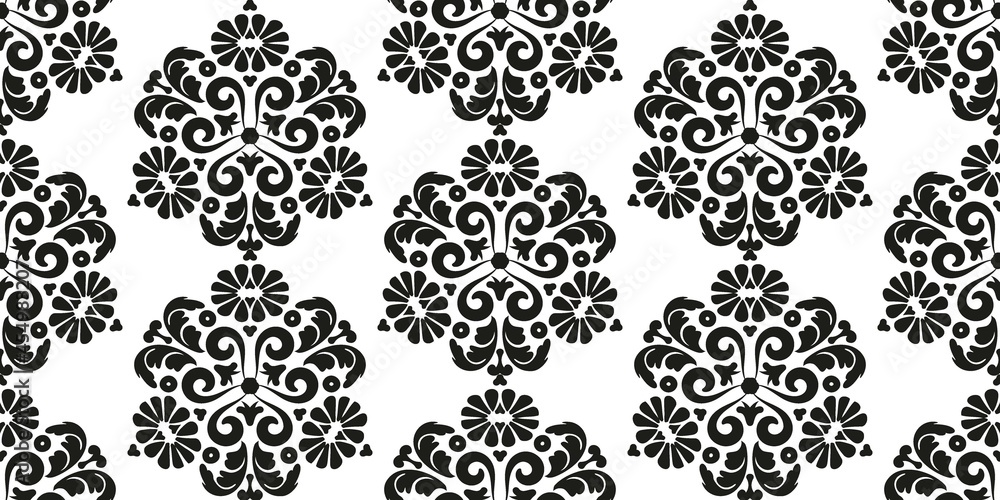 Poster seamless pattern in oriental style. vector damask pattern for wallpaper, textile or paper. pattern w