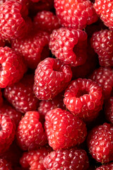 Fresh and sweet raspberries background