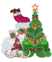 Christmas graphics of flowers, socks, gifts