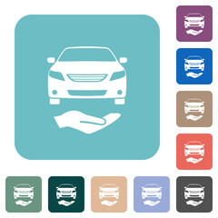 Car services solid rounded square flat icons
