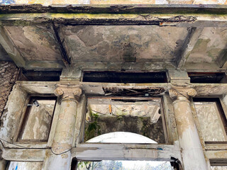 Sochi, Russia, April 14, 2021. An old abandoned dacha (dacha of Colonel Kvitko) on the Black Sea...