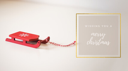 Wishing you a merry christmas - czerwone sanki, grafika świąteczna 