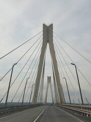 the road over the cable-stayed bridge over its structures