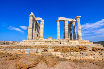 Fototapeta na wymiar The ancient Temple of Poseidon at Sounion, Attica, Greece