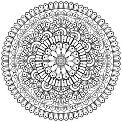Mehndi flower for henna, mehndi, tattoo, decoration. decorative ornament in ethnic oriental style. doodle ornament. coloring book page.