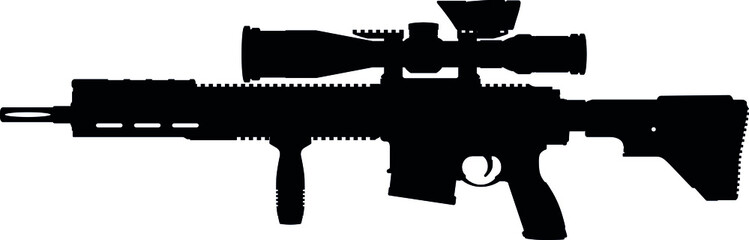 Military of Germany - German fully automatic machine gun, Sniper rifle G28 DMR Complete Rifle Package 241 precision rifle with a telescopic sight G28. Silhouette