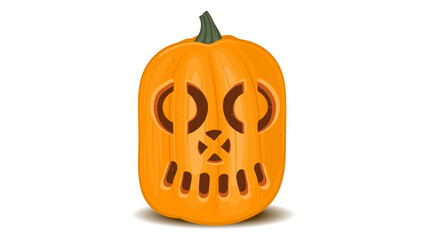 Halloween pumpkin on a white background, orange pumpkin with different shapes and faces. Vector illustration.