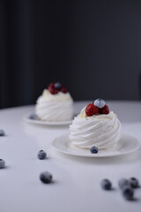 Dessert Anna Pavlova with berries