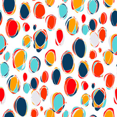 Seamless vector pattern with abstract modern doodles. Bright summer print. Trendy colorful background. Vintage geometric doodles.	