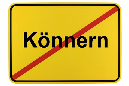 Illustration eines Stadtausgangsschildes der Stadt K&ouml;nnern