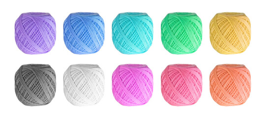 group of yarn ball on white background